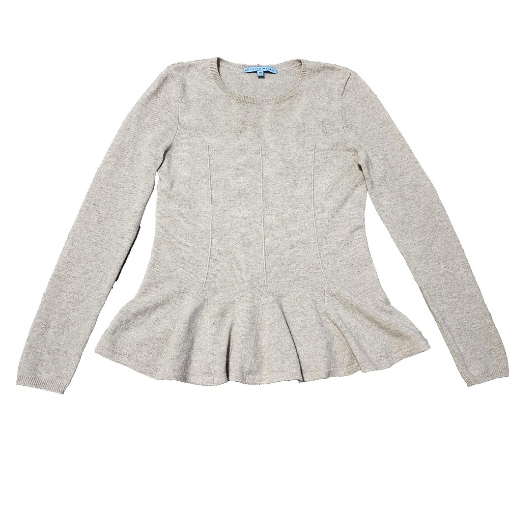 Antonio Melani Taupe 100% Cashmere Carolina Sweater Peplum Size XS Quiet Luxu